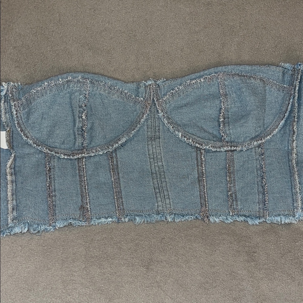Nasty Gal Blue Denim Bustier Top - Picture 3 of 5